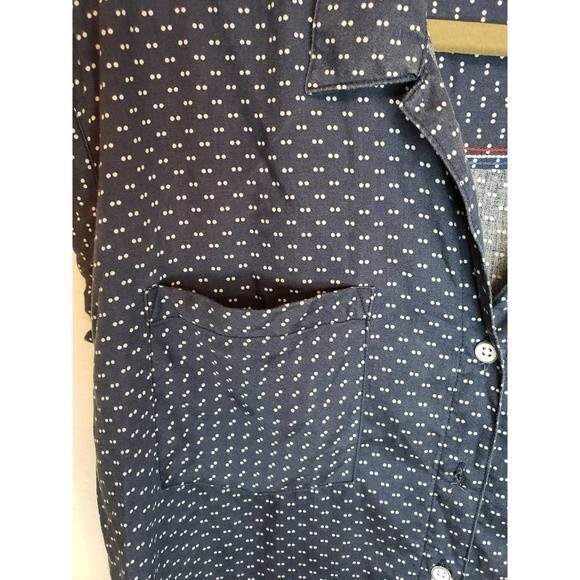 Jachs Girlfriend - Navy w/White Dots, Button Front Short Sleeve Shirt - Small - Picture 5 of 9